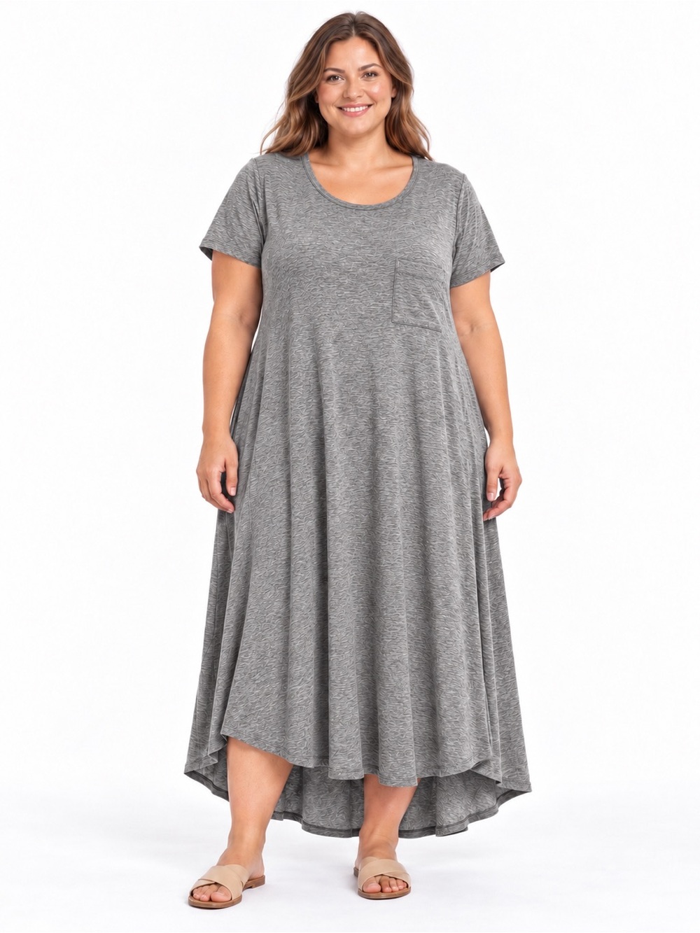 LuLaRoe Dark Heather Gray High-Low Scoop Neck Maxi Dress